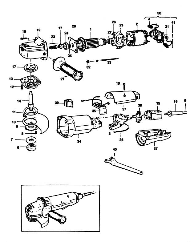 Black & Decker P5512 Type 1 Angle Grinder Spare Parts P5512