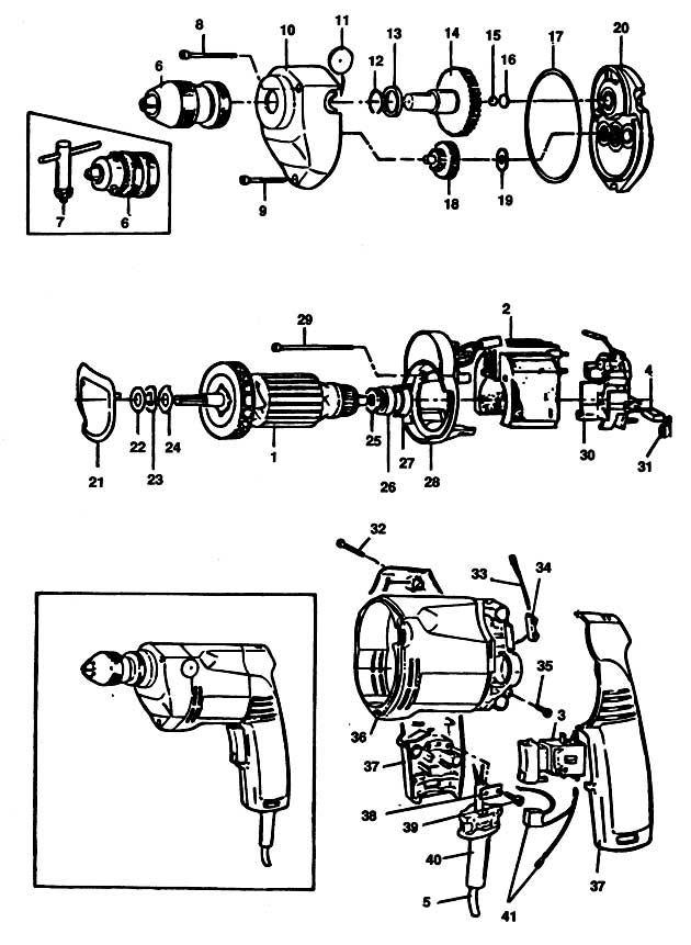 Black & Decker P1145 Type 1 Drill Spare Parts P1145