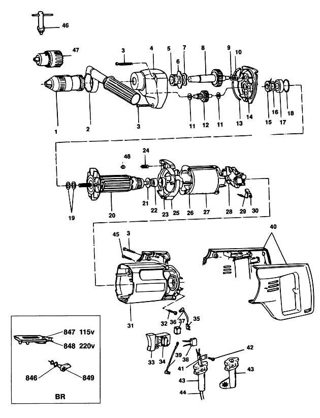 Black & Decker P1121 Type 1 Drill Spare Parts P1121
