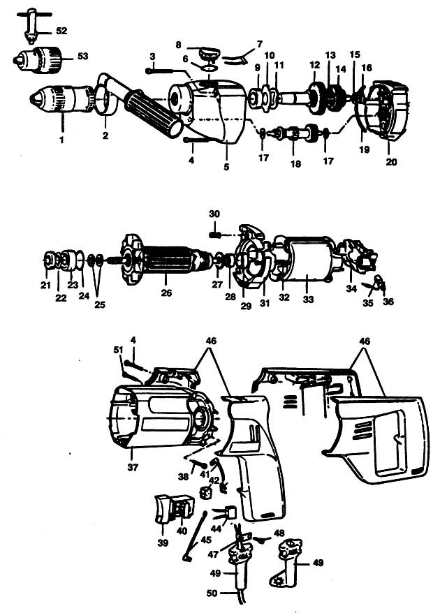 Black & Decker P1621 Type 1 Drill Spare Parts P1621