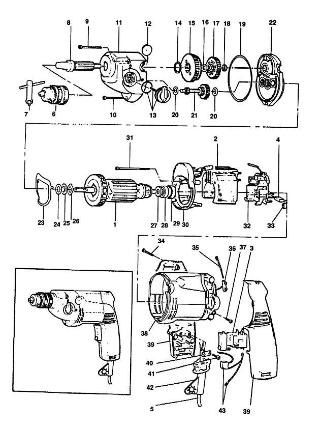 Elu ECD307 Type 1 Drill Spare Parts ECD307