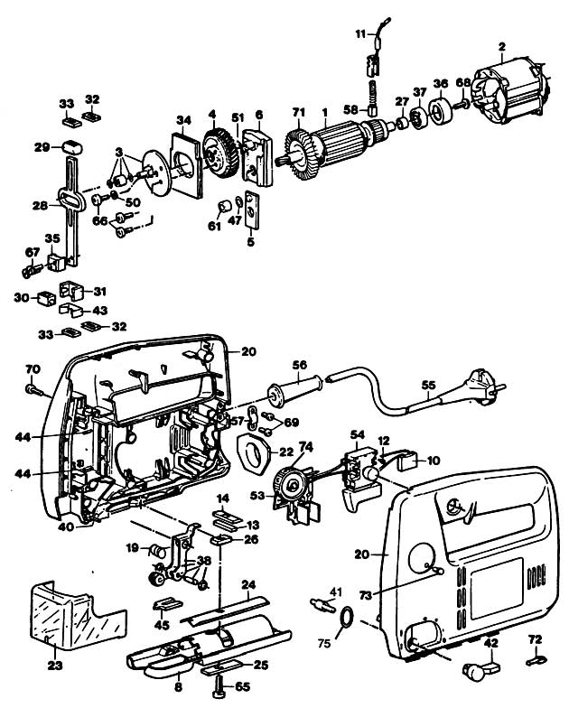 Black & Decker DN547E Type 1 Jigsaw Spare Parts DN547E