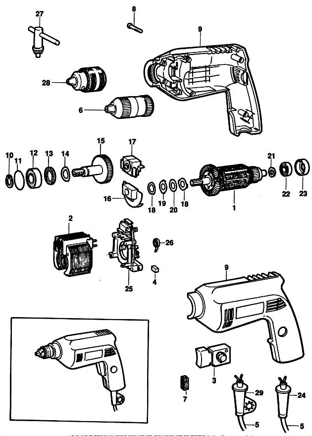 Black & Decker P1167A Type 1 Drill Spare Parts P1167A