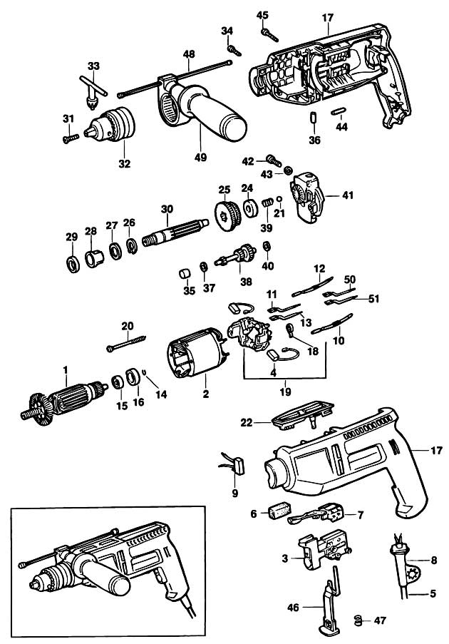 Black & Decker BD250 Type 1 Drill Spare Parts BD250