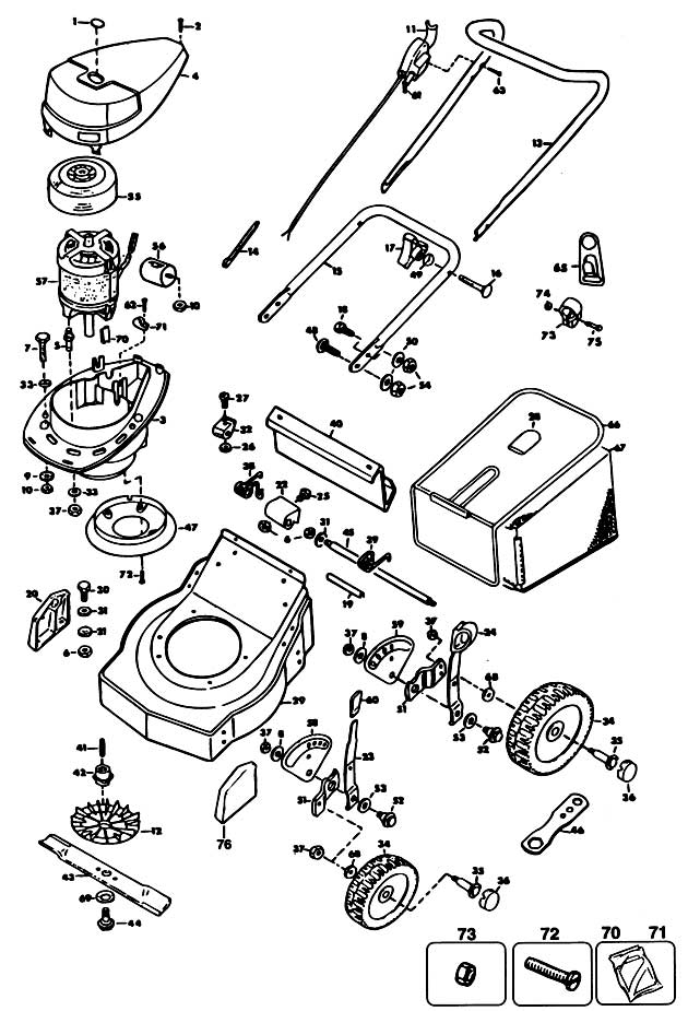 Black & Decker GR420 Type 2 Rotary Mower Spare Parts GR420