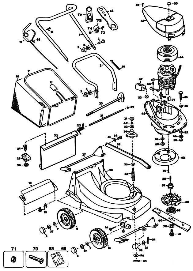 Black & Decker GR520 Type 2 Rotary Mower Spare Parts GR520