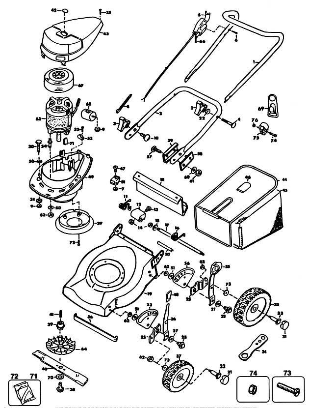 Black & Decker GR530 Type 2 Rotary Mower Spare Parts GR530