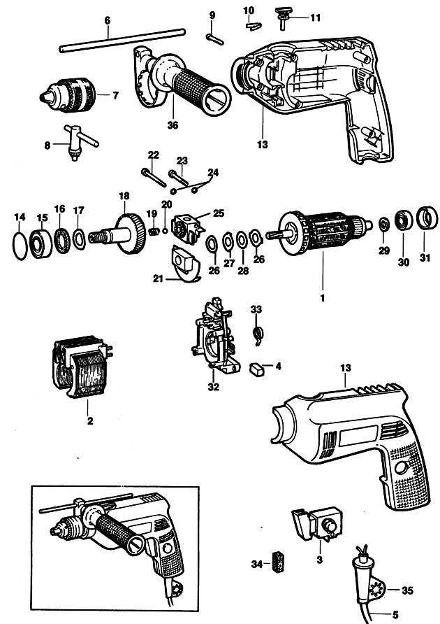 Black & Decker P2172 Type 1 Drill Spare Parts P2172