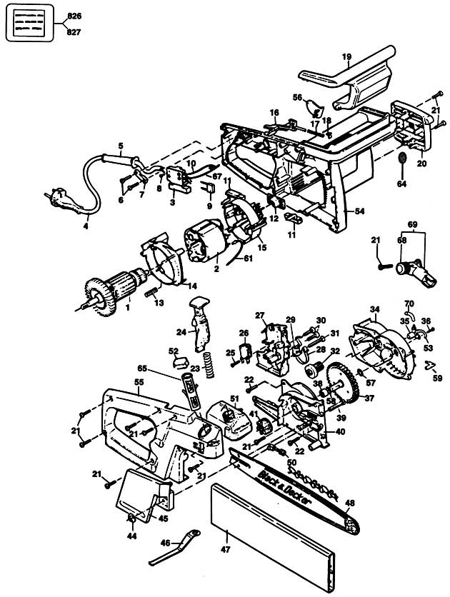 Black & Decker GK321 Type 1 Chainbrake Spare Parts GK321