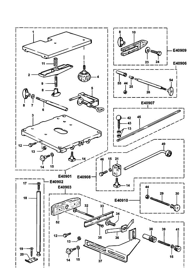 Elu E40901 Type 1 Table Kit Spare Parts E40901