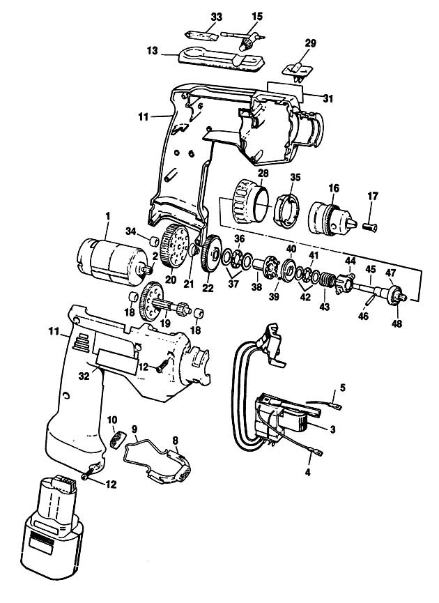 Black & Decker PL93 Type 1 Cordless Drill Spare Parts PL93