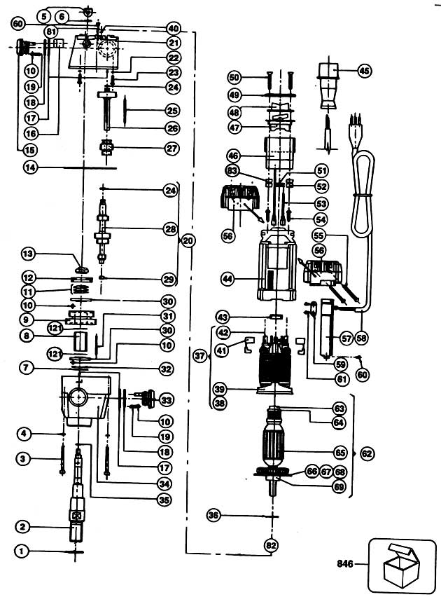Black & Decker P1808L Type 1 Core Drill Spare Parts P1808L