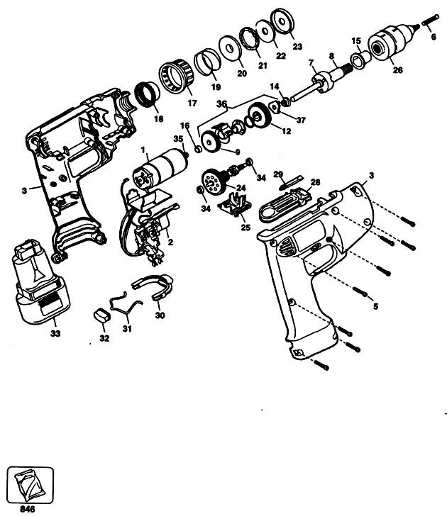 Black & Decker 1964 Type 1 C'less Drill/driver Spare Parts 1964