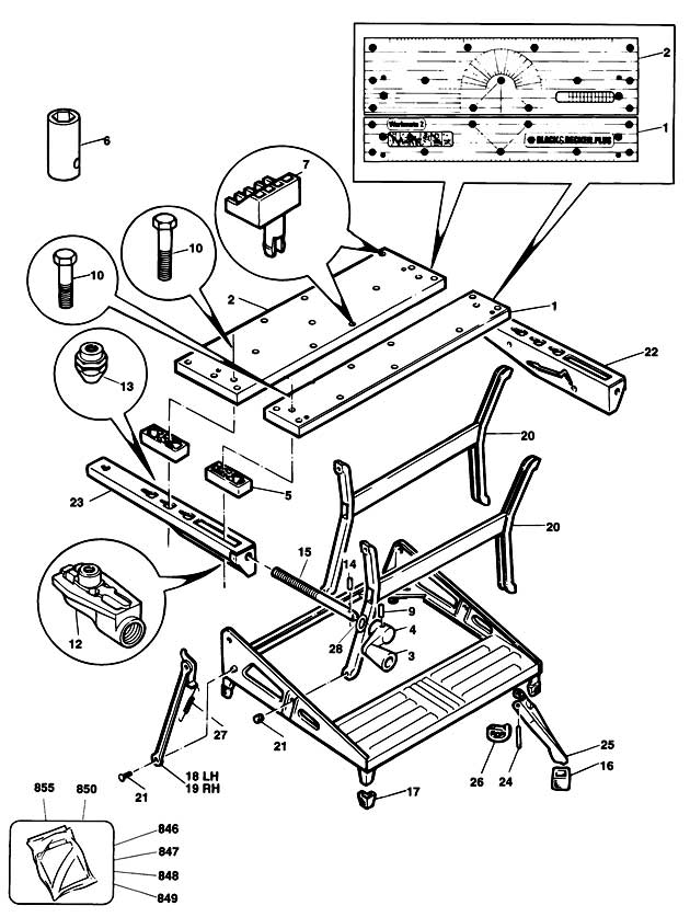 Black & Decker WM750 Type 1 Workmate Spare Parts WM750