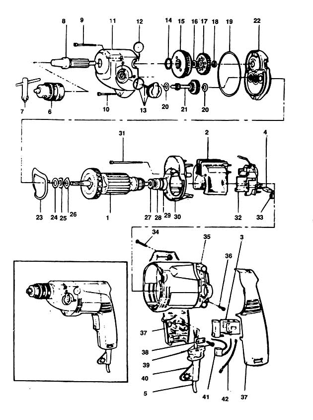 Elu ECD306 Type 1 Drill Spare Parts ECD306