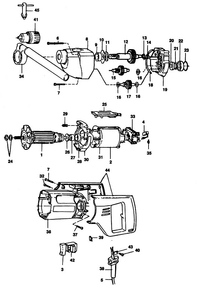 Black & Decker P1529 Type 1 Drill Spare Parts P1529