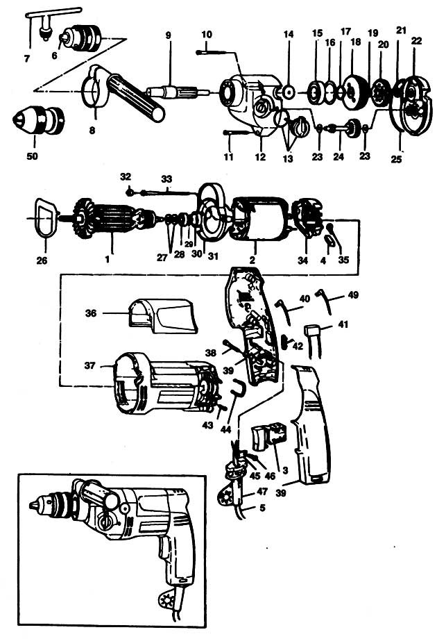 Black & Decker P1211 Type 1 Drill Spare Parts P1211
