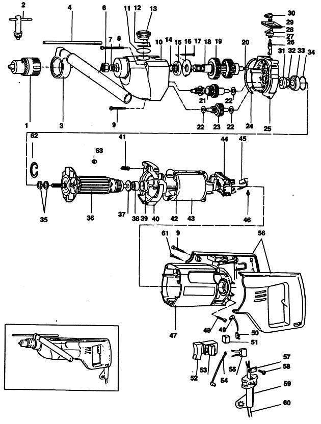 Black & Decker P2622 Type 1 Drill Spare Parts P2622