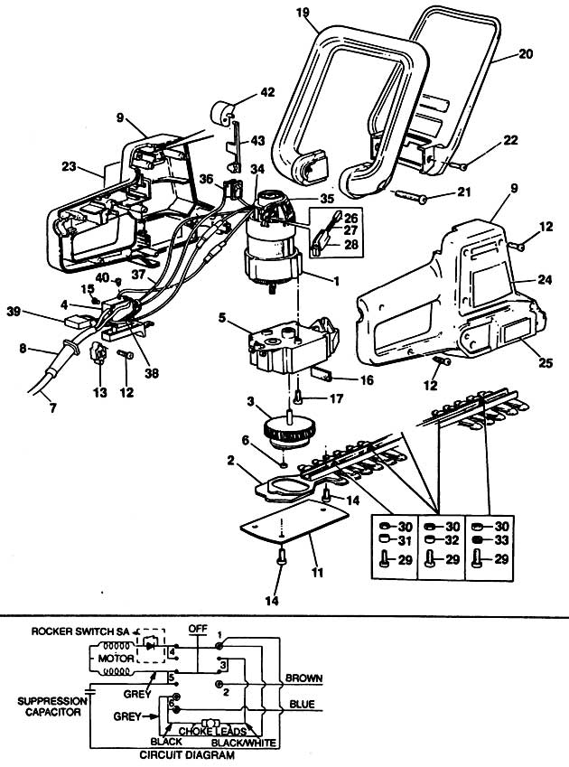 Black & Decker GT223 Type 1 Hedgeclipper Spare Parts GT223