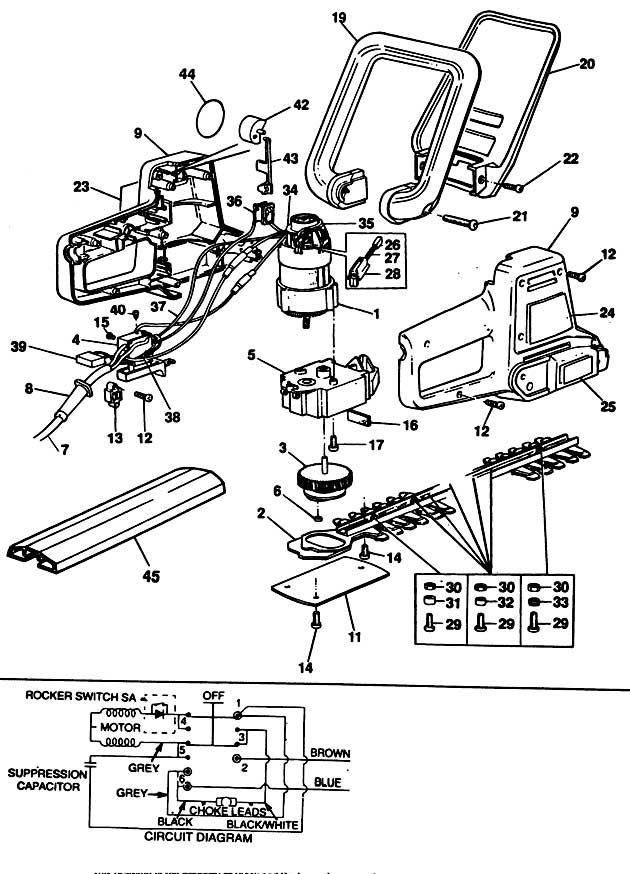 Black & Decker GT343 Type 1 Hedgeclipper Spare Parts GT343
