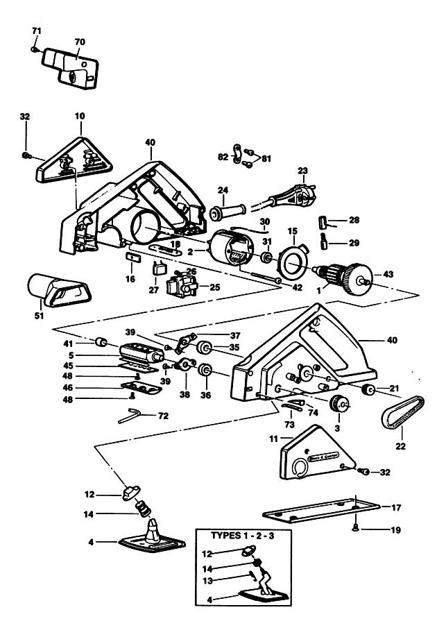 Black & Decker P7102 Type 1 Planer Spare Parts P7102