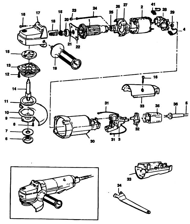 Black & Decker P5516 Type 1 Sander/grinder Spare Parts P5516