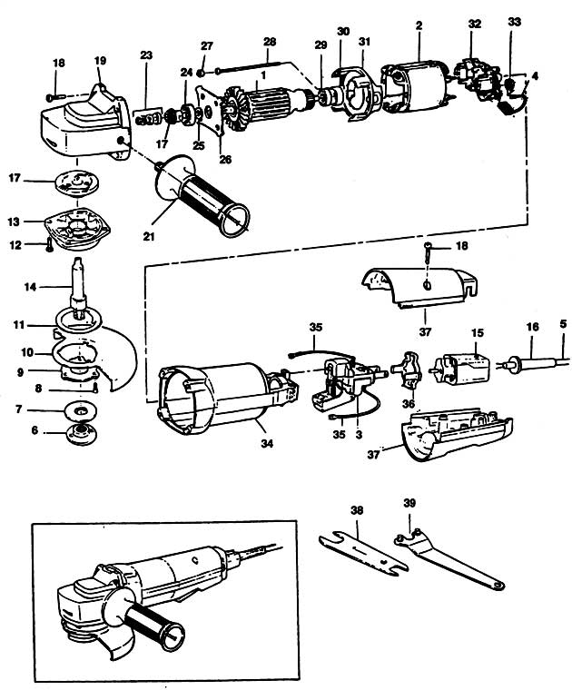 Black & Decker 5417 Type 1 Sander/grinder Spare Parts 5417