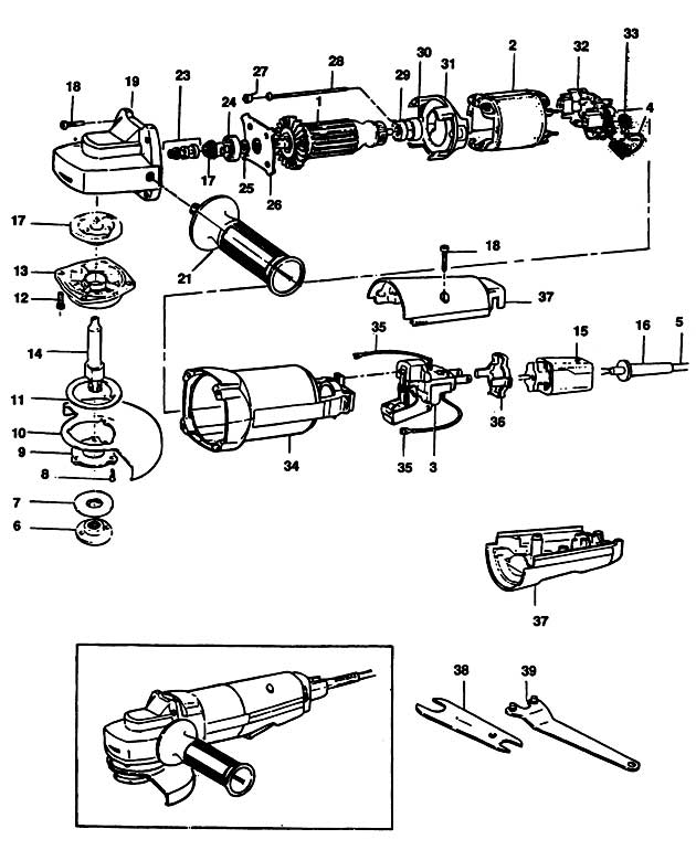 Black & Decker P5416 Type 1 Sander/grinder Spare Parts P5416