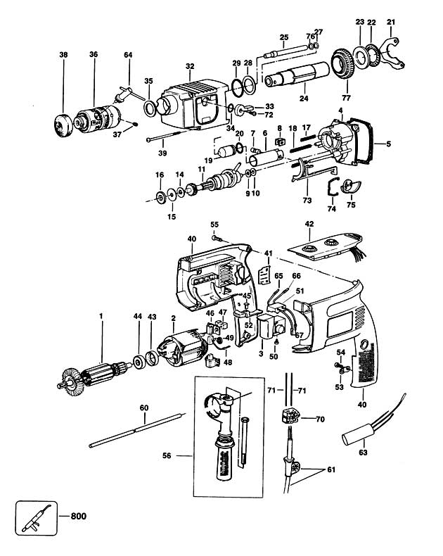 Elu MBH24RLU Type 1 Rotary Hammer Spare Parts MBH24RLU
