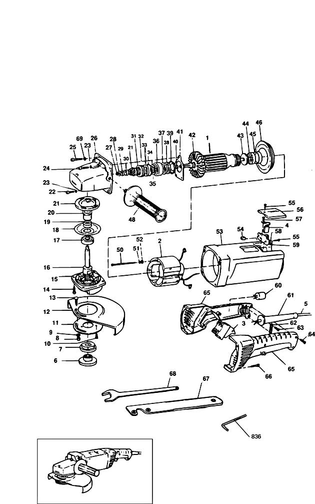 Black & Decker P5906 Type 1 Angle Grinder Spare Parts P5906