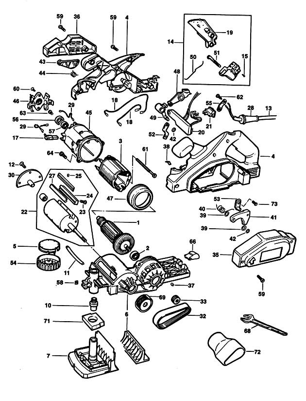 Black & Decker BD735E Type 1 Planer Spare Parts BD735E
