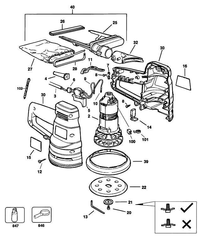 Black & Decker BD190 Type 1 Random Orbit Sander Spare Parts BD190
