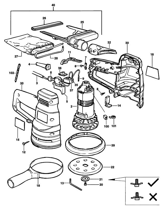 Black & Decker BD190S Type 1 Random Orbit Sander Spare Parts BD190S