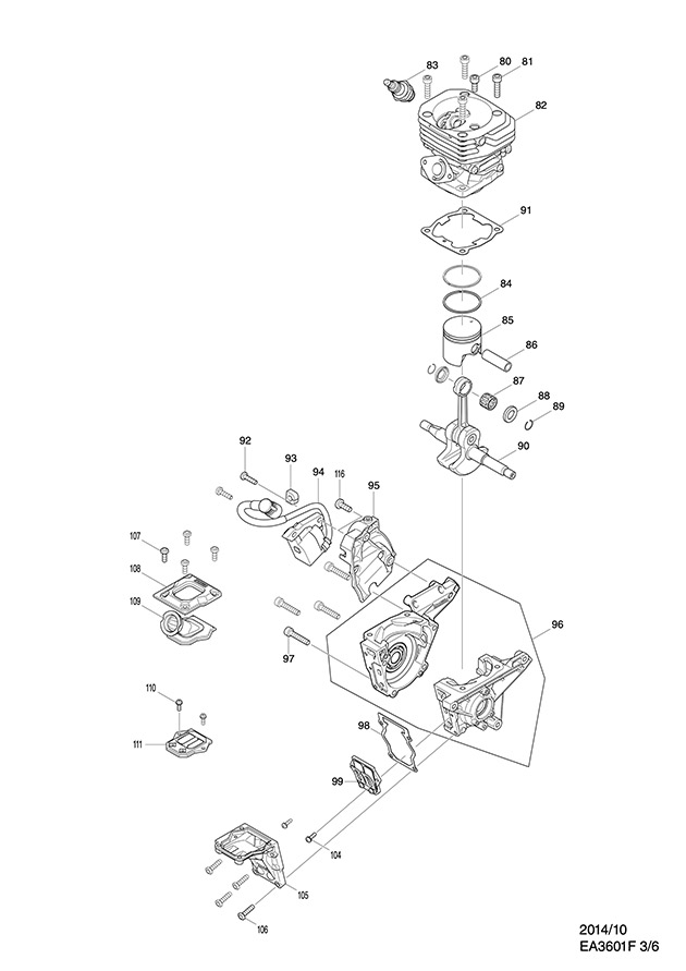 Makita EA3601F Outdoor Petrol Chainsaw Spare Parts EA3601F
