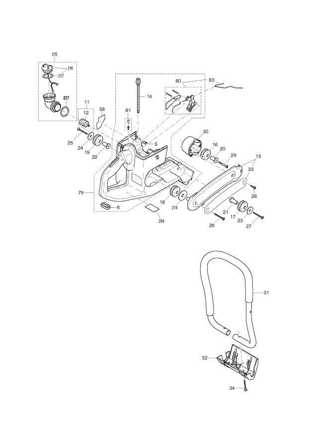 Makita EK7301 Petrol 355mm Disc Cutter Spare Parts EK7301