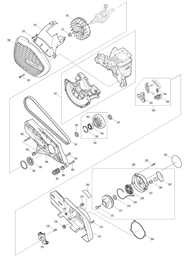 Makita EK7650H 4-stroke Petrol 305mm Engine Powered Disc Cutter Spare Parts EK7650H
