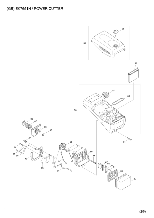 Makita EK7651H 4-stroke Petrol 355mm Engine Powered Disc Cutter Spare Parts EK7651H
