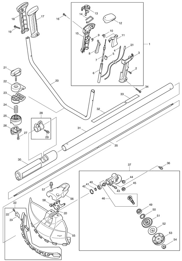 Makita EM2651UH 4-stroke Petrol Brushcutter 25cc Spare Parts EM2651UH