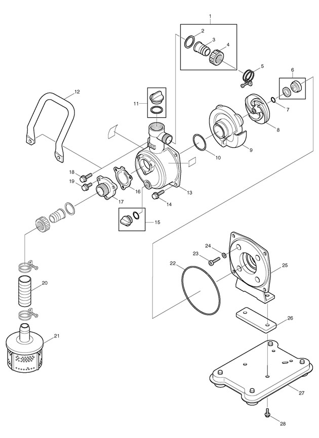 Makita EPH1000 1'' High Pressure 4 Stroke Water Pump Spare Parts EPH1000