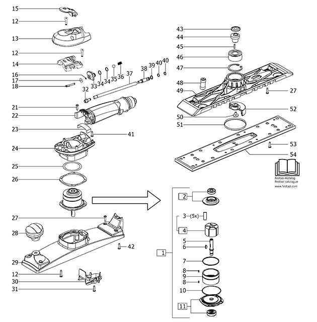 Festool 202880 Lrs 400 Compressed Air Orbital Sander Spare Parts 202880