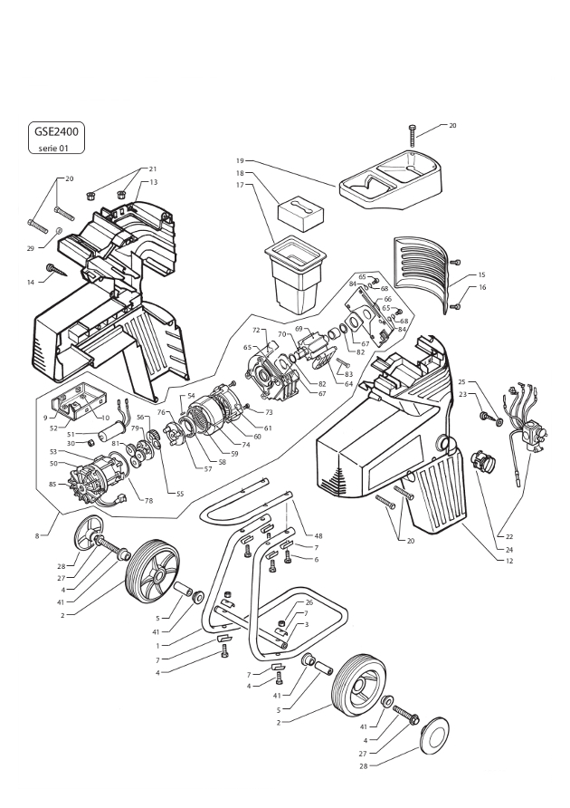 Makita GSE2400 Semi Pro Quiet Shredder 110v 240v Spare Parts GSE2400