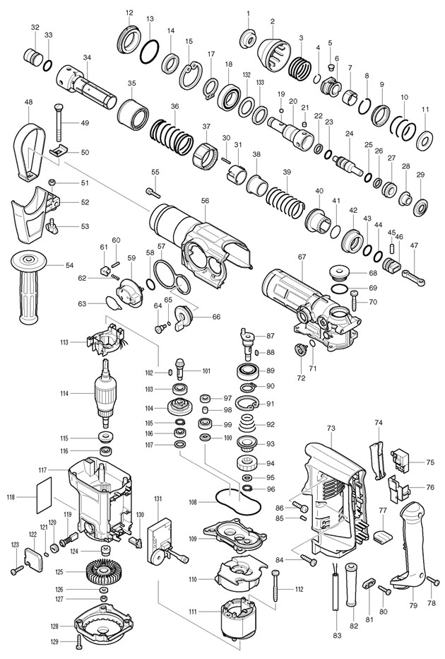 Makita HR3000C Sds+ Rotary Hammer Spare Parts HR3000C