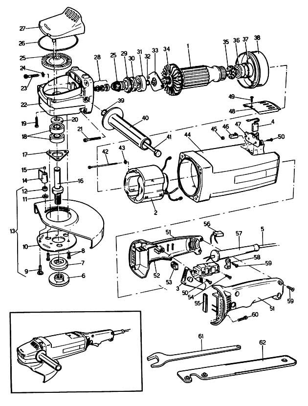 Black & Decker HD4180 Type 1 Angle Grinder Spare Parts HD4180