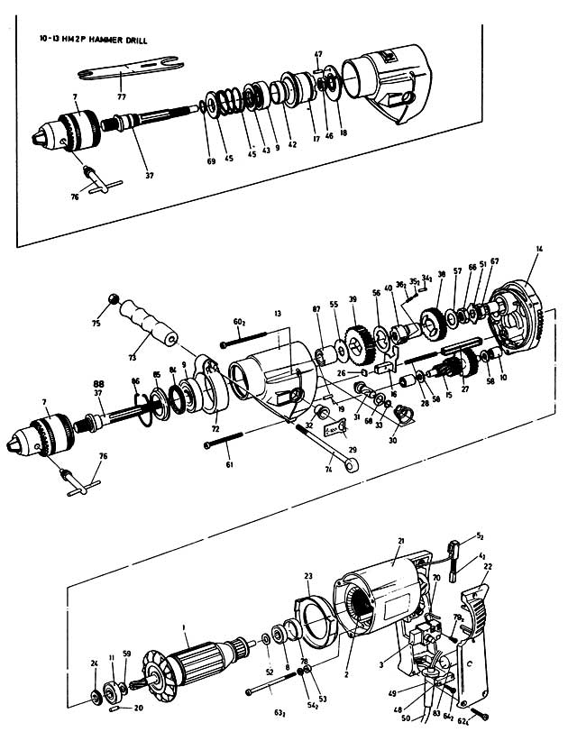Black & Decker 13HM2V Type 2 Drill Spare Parts 13HM2V