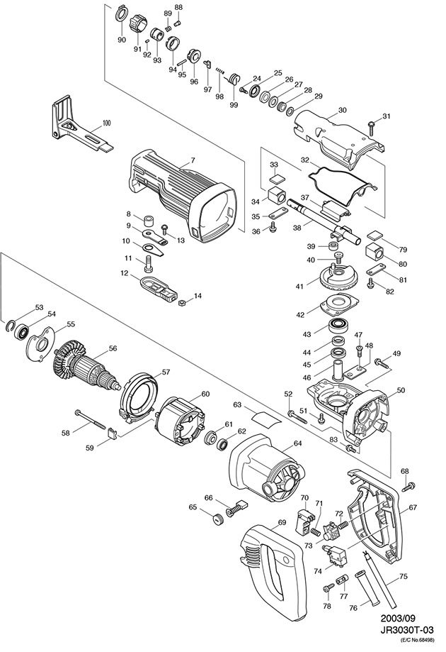 Makita JR3030T Corded Reciprocating Saw 110v & 240v Spare Parts JR3030T