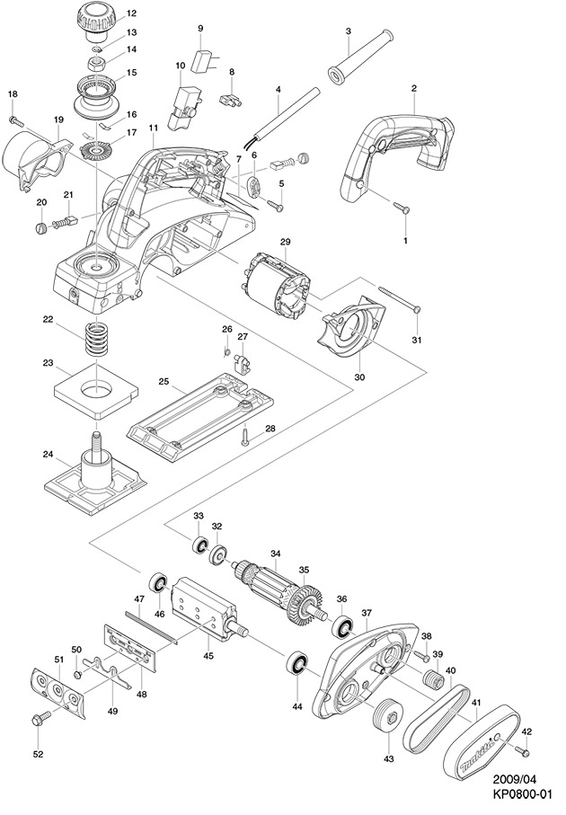 Makita KP0800 110v 240v Corded Planer Spare Parts KP0800