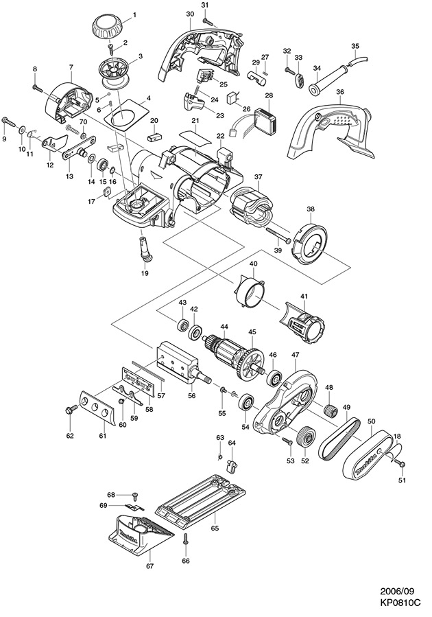 Makita KP0810C 110v 240v Corded Planer Spare Parts KP0810C