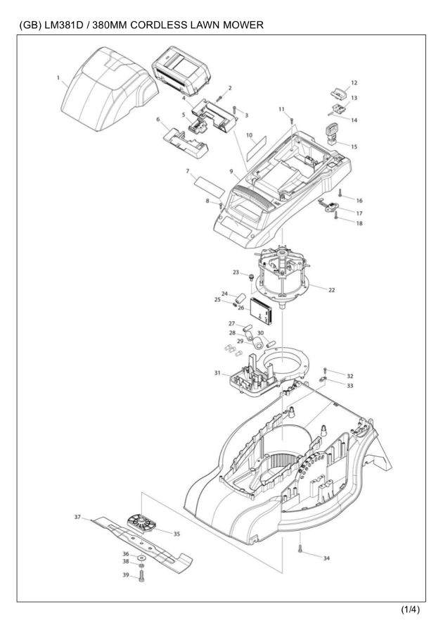 Makita LM381D 38cm Corded 110v 240v Lawnmower Spare Parts LM381D