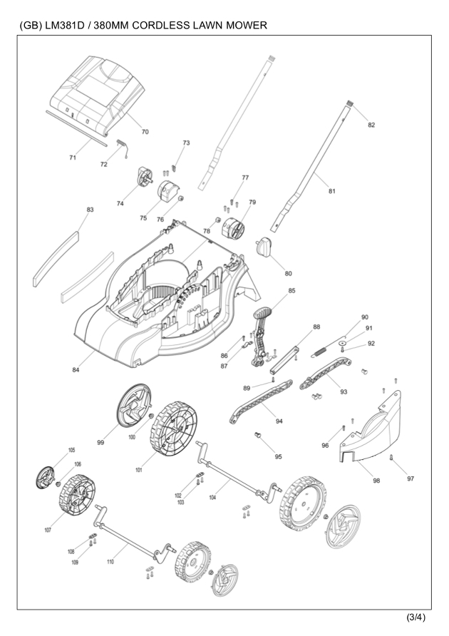 Makita LM381D 38cm Corded 110v 240v Lawnmower Spare Parts LM381D