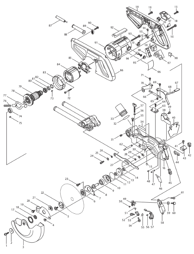 Makita LS0714L Corded 190mm Slide Compound Mitre Saw 110v & 240v Spare Parts LS0714L